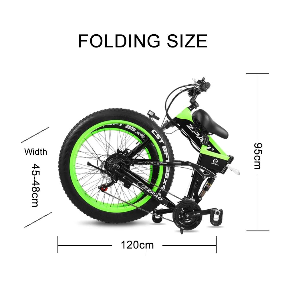 Zpao-26インチ折りたたみ式フル電動自転車 ファットバイク - 通販 