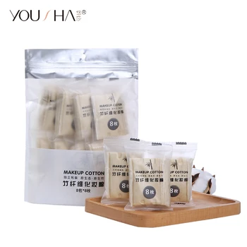 

YOUSHA 64pcs organic cotton wipes travel packing nail wipes makeup remover cotton pads facial pads organic bamboo fiber tissue