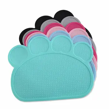 

HobbyLane 30x40cm Cartoon Paw Shape Nonslip Silicone Pad Waterproof Pet Litter Mat for Dog Cat Feeding Accessories