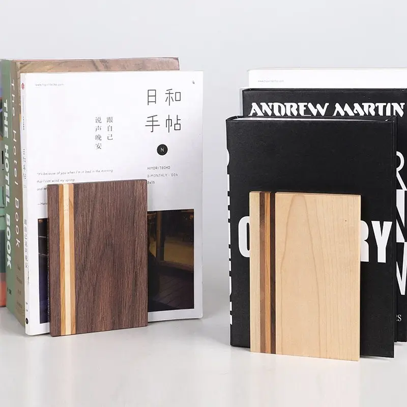 

1 Pairs Black Walnut Wood Book Stand Desktop Organizer Office Home Bookend Nature Wooden Book Rack Ends Stand Holder Shelf