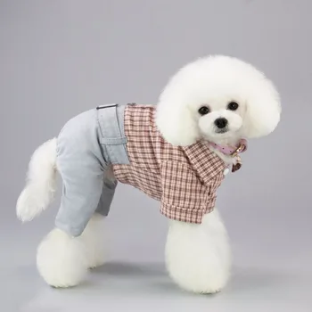 

Pet Jumpsuit Dog Leisure Plaids Shirt & Pant 4-Legged Clothes Set For Dog Boy Dog Clothes Suit Lovely