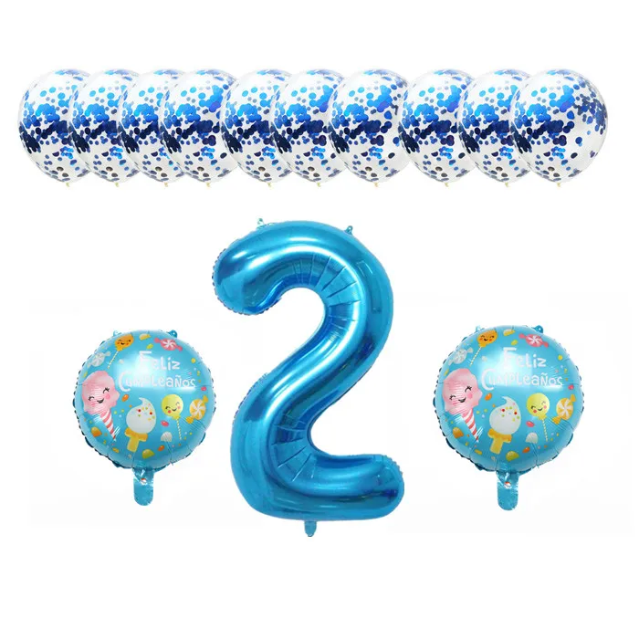 13 шт./компл. испанский Feliz cumpleañ вечерние декоративные шары для малышей и детей постарше 1st на день рождения цифровой воздушные шары конфетти надувной воздушный шар - Цвет: as picture