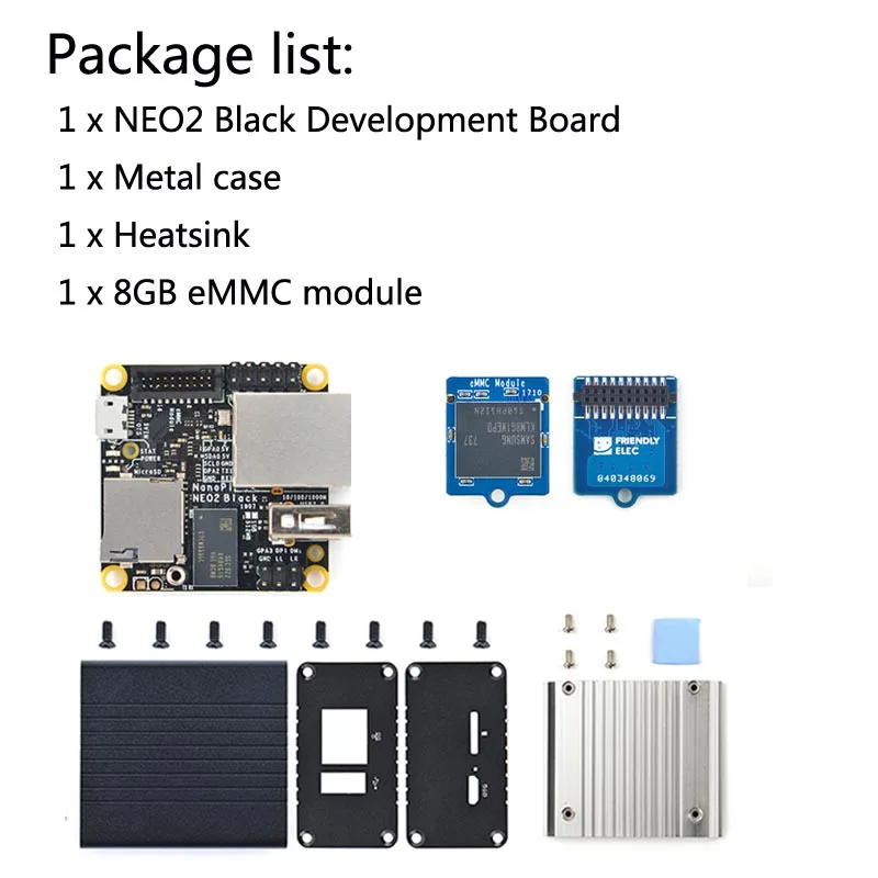 with emmc case NanoPi NEO2 черный все Zhi H5 макетная плата 4 ядра 64-бит A53 гигабитный сетевой Ubuntu(убунту-операционная система с металлический чехол с памяти на носителе eMMC модуль - Цвет: with emmc case