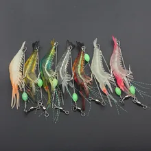 

8.5cm Artificial Luminous Shrimp Soft Lure Silicone Bait With Hook Swivels Sabikis Rig Luminous Night Glow Silicone Soft Lure