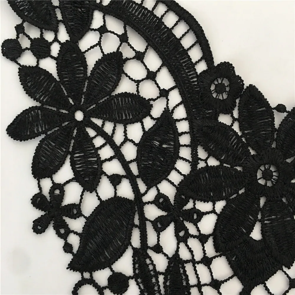 Lace Sewing Accessories Black Embroidered Lace Collar Neckline Venise Applique Embroidery Sewing Patches