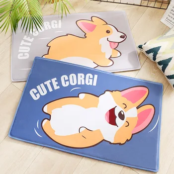 

Cartoon Corgi Printed Bathroom Anti-slip Mat Household Carpet Absorbent Corridor Carpet 50x80cm