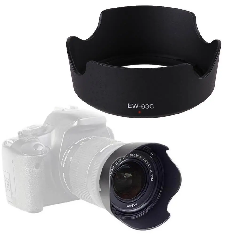 1 шт. Черный ABS бленда EW-63C EW63C для Canon EF-S фирменнй переходник для объектива Canon 18-55 мм f/3,5-5,6 IS STM объектив камеры кожух линзы protetor ew 63c - изображение
