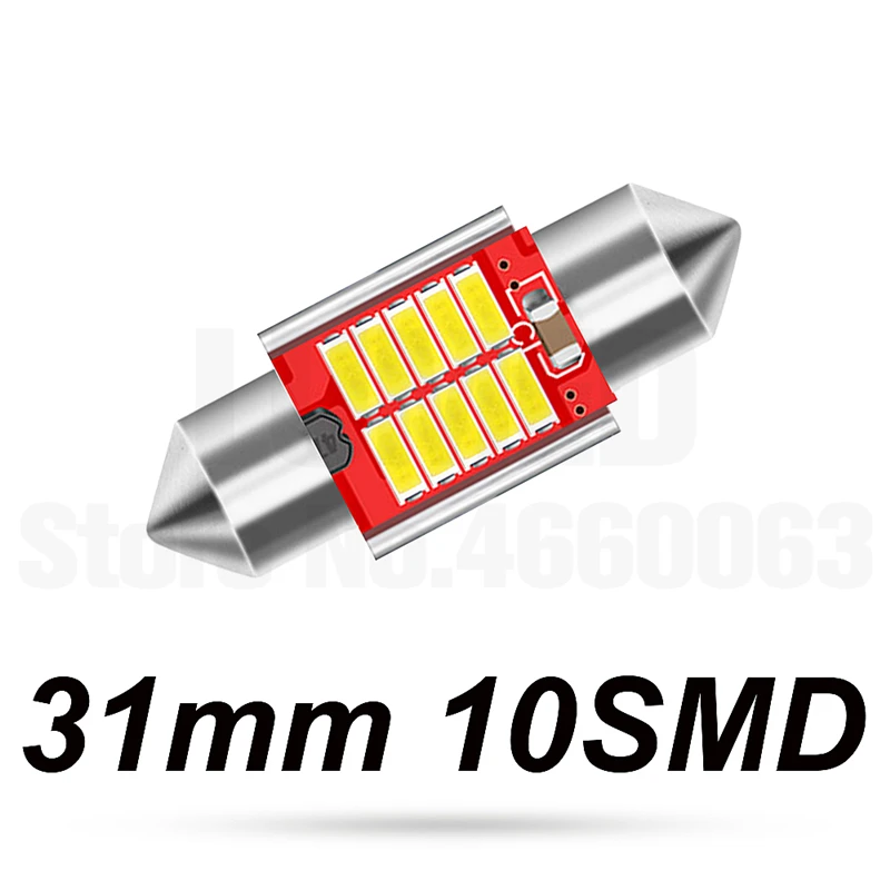 31mm 100x гирлянда C5W Автомобильный светодиодный светильник 31 мм 36 мм/39 мм/41 мм CANBUS LED 10 12 Светодиодный 4014 SMD Интерьер Чтение Потолочные плафоны - Испускаемый цвет: 31mm