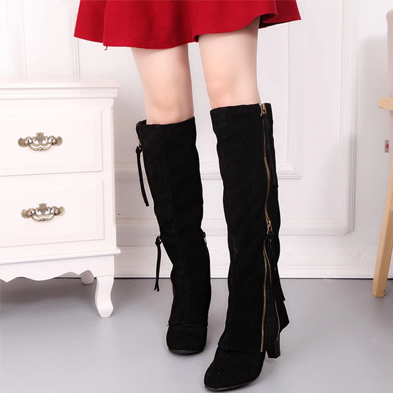 Женские сапоги зимняя обувь до колена кружевные женская Botas Mujer Invierno 2019 размера