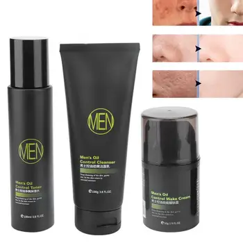 

3pcs Men Face Care Set Cleanser Toner Cream Moisturizing Oil Control Remove Pimples
