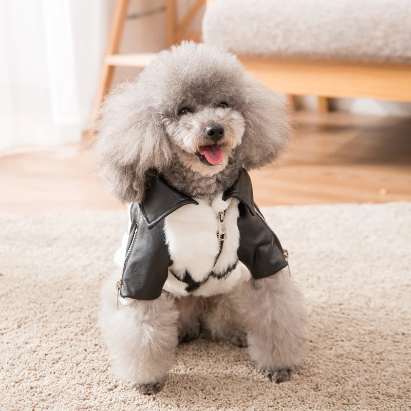 Hipidog Новая роскошная кожаная куртка для собак на флисе с искусственным мехом
