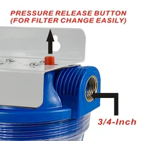 3 Stage Blue Whole House ระบบกรองน้ำ3/4 "ทองเหลืองพอร์ตไม่รวมตลับกรอง 3
