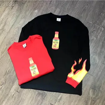 

Men Women Hoodies Vetements Hoodie Autumn Winter High Quality Cotton Vetements Sweatshirts Flame Logo Print Sleeve “Feel Alive”