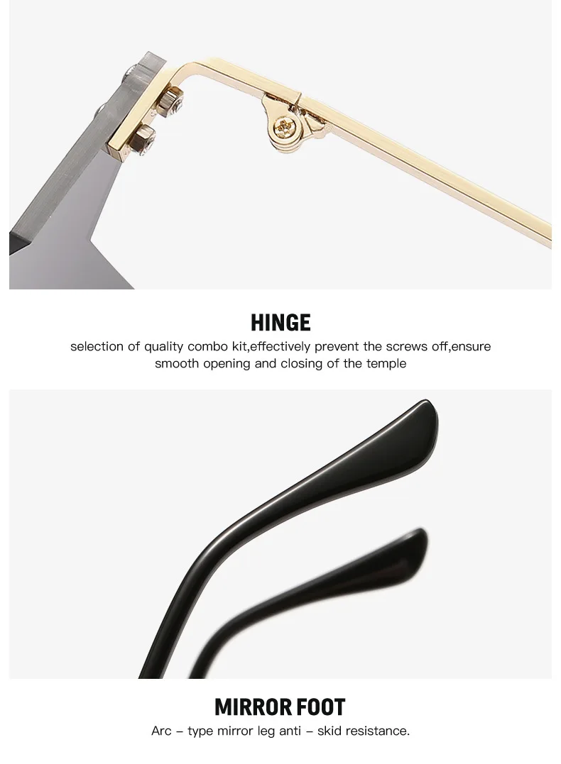 square sunglasses SHAUNA Unique Rimless Pentagram Sunglasses Fashion Five-pointed Star Shades UV400 ray ban sunglasses women