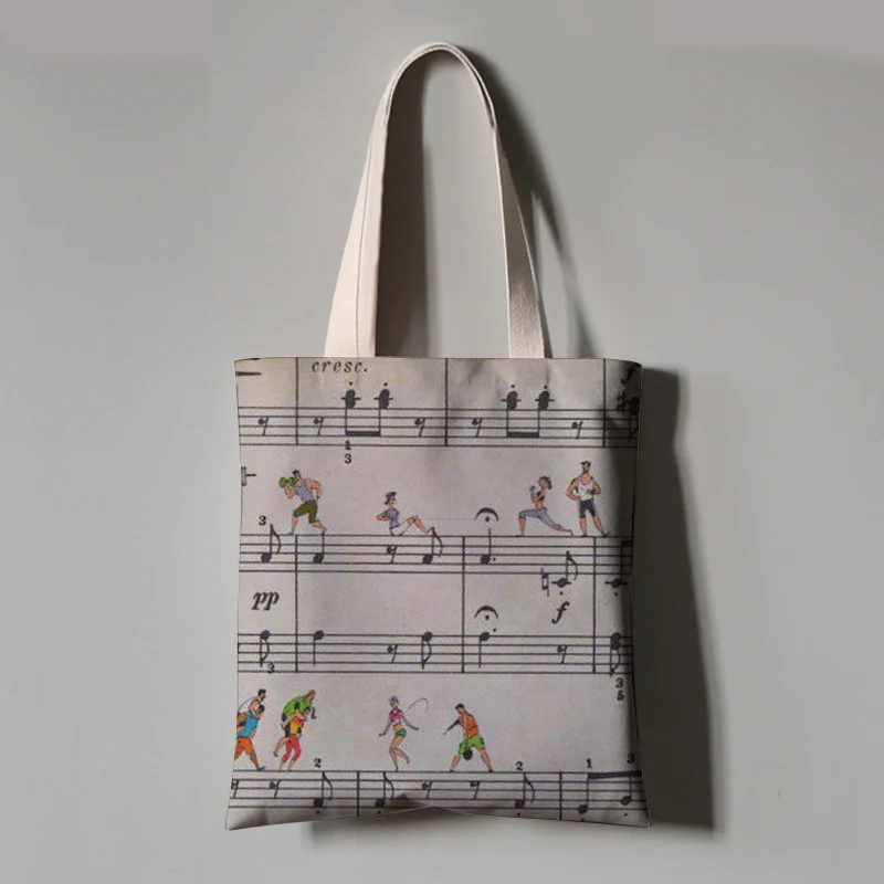 

Music Staff Canvas Bag Creative Personality One-shoulder Bag Art Small Fresh Cloth Bag Russian Letter Shopping Bag