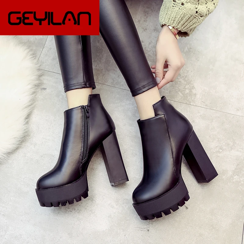 

Autumn winter ladies high Martin boots British style women's shoes thick bottom thick short boots female winter boots for girls