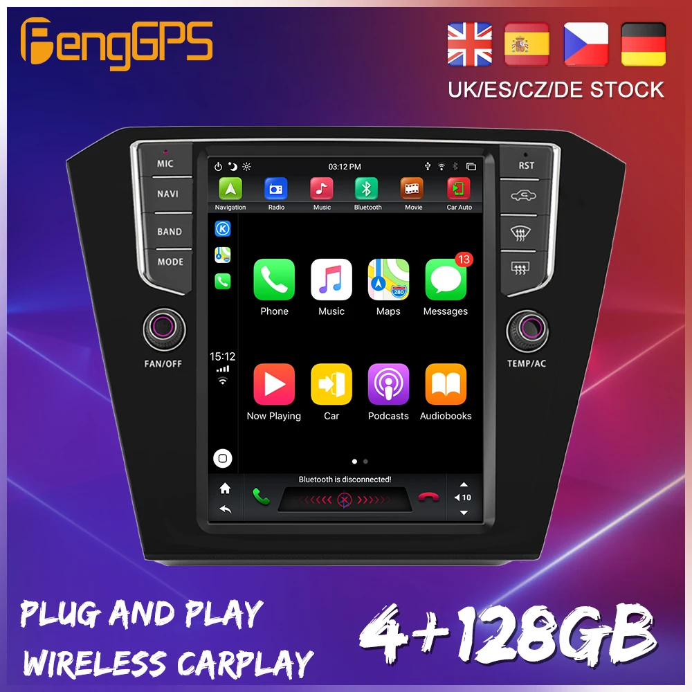 128GB Android 9.0 Tesla Style Vertical Big Screen For Volkswagen VW Magotan 2017 Series CarPlay GPS Radio Auto Stereo Head Unit |