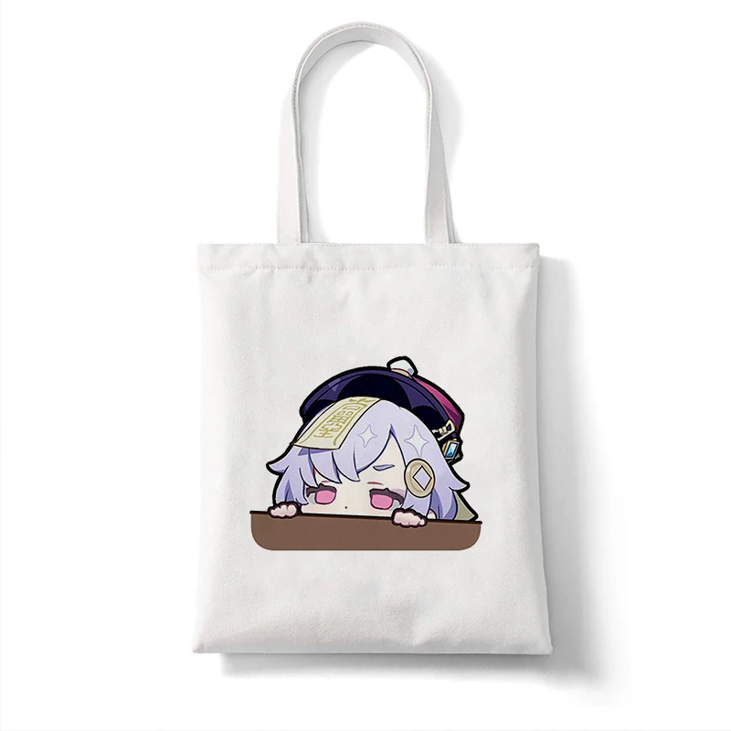 Canvas Bag Shopper Bag Genshin Game Kawaii Anime Shopping Bags Handbags Shoulder Bag Casual Handbag Women High Capacity Eco Bag