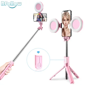 

BFOLLOW 4 in 1 Selfie Stick LED Fill Ring Light with Tripod Wireless Bluetooth for iPhone Xiaomi Huawei Youtube Video Call