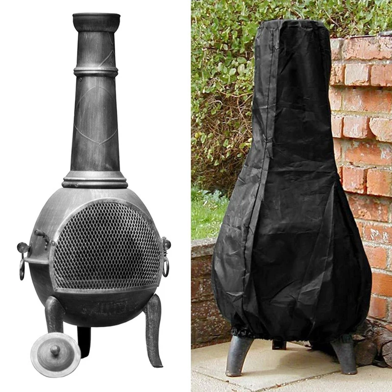 Большая крышка Chimenea Водонепроницаемая дышащая оксфордская ткань открытый садовый уличный обогреватель крышка(122x21x61 см)-черный