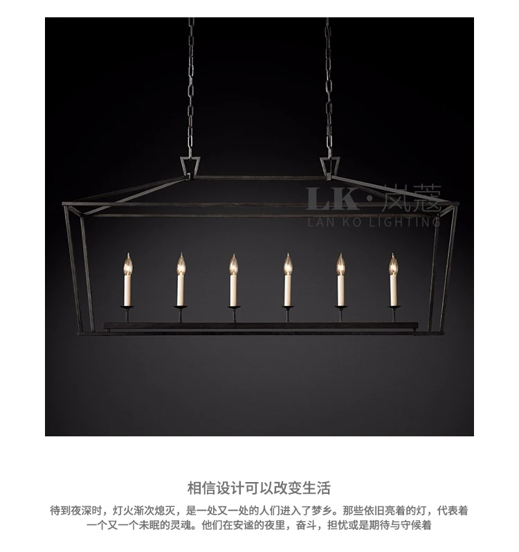 American minimalist retro chandelier Nordic industrial style long restaurant bar old old café bar front desk lighting