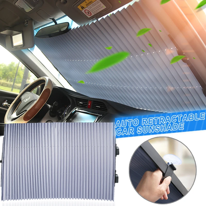 Auto Retractable Car Windshield Sun Shade Curtain UV Protection Sun Visor  Block