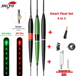 Smart Float + Charger + Space Bean 4in1 Bite Alarm Fish Bait LED Light Automatic Night Electronic Color Change Changing Strike