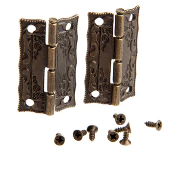 

2Pcs Antique Cabinet Hinges Furniture Accessories Door Hinges Drawer Jewellery Box Hinges For Furniture Hardware Bronze 36x23mm