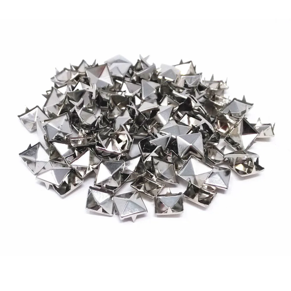 BRICOLAGE 100 pièces de 10mm 4-griffe rivet carré pyramide/clou en métal conique rivet vêtements/Chaussures/sacs/Cuir clous sur punk