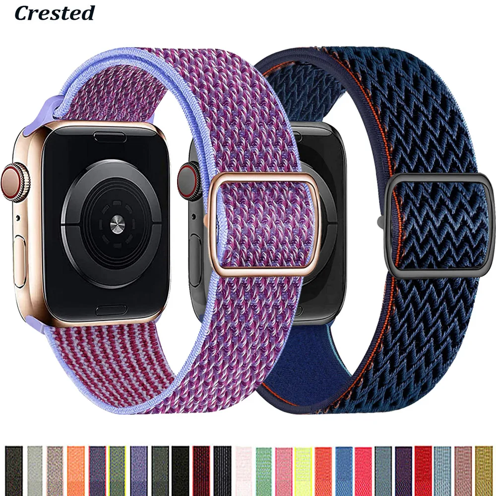 Cinturino In Nylon Per Cinturino Apple Watch 44Mm 40Mm 38Mm 42Mm 45 Mm Regolabile Elastico Sport Solo Loop Apple Watch Series 7 Watchban