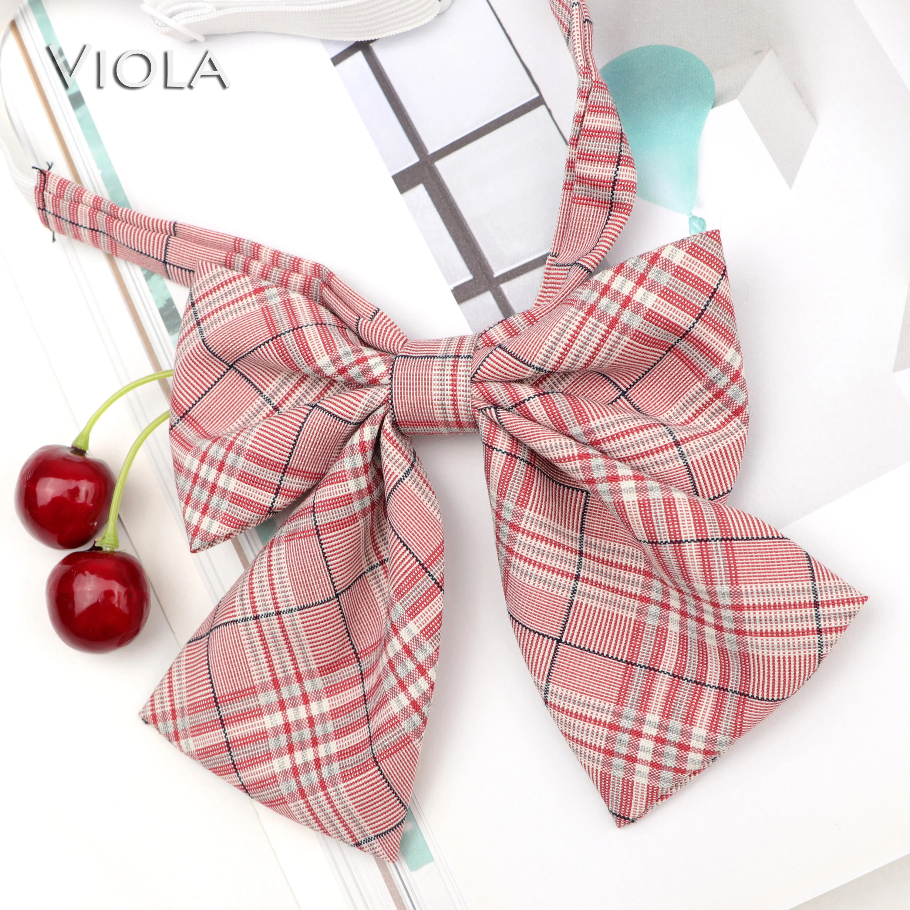 Женский галстук бабочка в клетку студенческом стиле|Женские галстуки и носовые