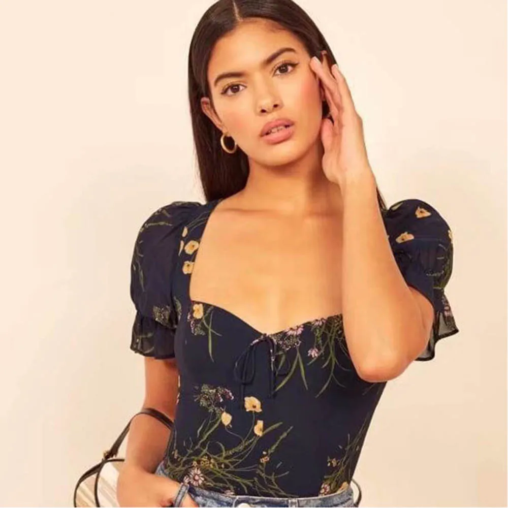 

Womens Tops and Lace Blouse 2020 Spring and Summer Transparent Sexy Girl Paintings Short Sleeve Europe America Street Fashion