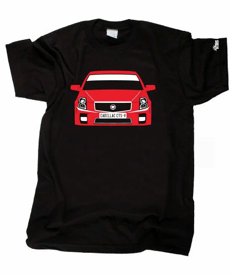 

CUSTOM HTees T-shirt - CADILLAC CTS CTS-V 1st Gen 03-07, Pick car colour & plate Cool Slim Fit Letter Printed top tee