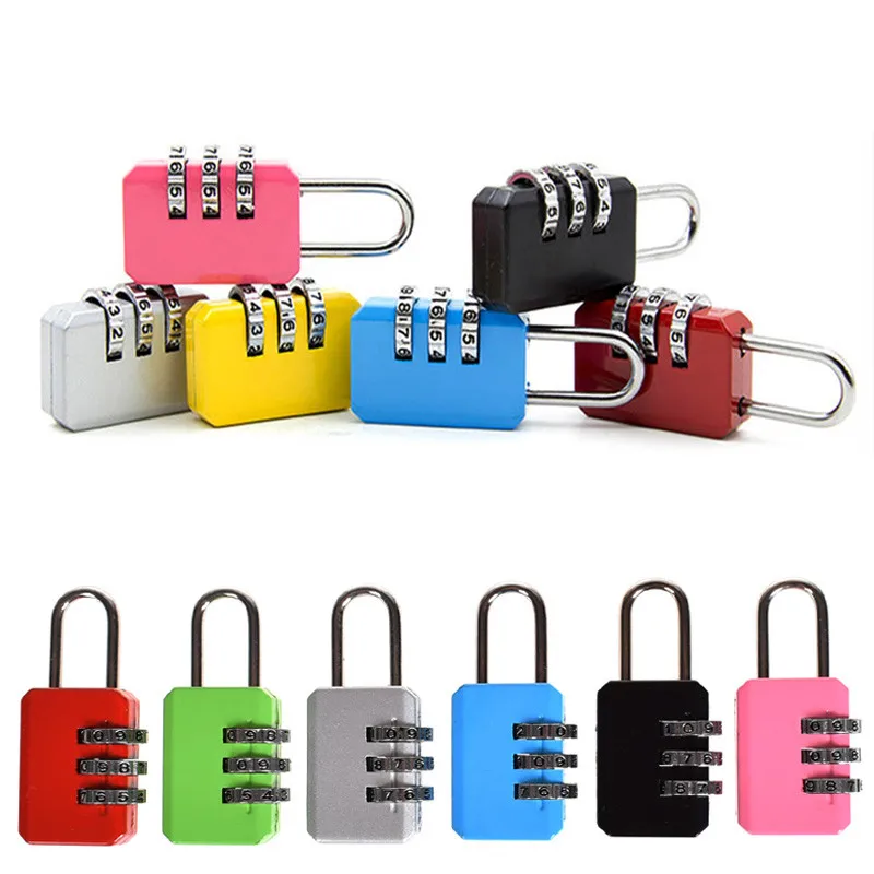 

6 Colors 3 Digit Dial Code Number Password Combination Lock Small Portable Travel Luggage Zipper Bag Padlock Suitcase Bag Lock