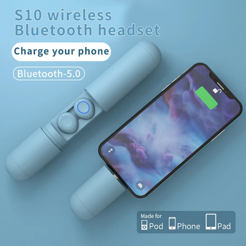 

S10 Wireless Earphones Bluetooth Headphones Touch button sports Earbuds color Headset phone charging For iphone xiaomi Samsung