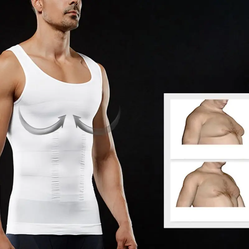 Mens Compression Shirts Slimming Body Shaper Vest Sleeveless Tank Top Shapewear K4UC