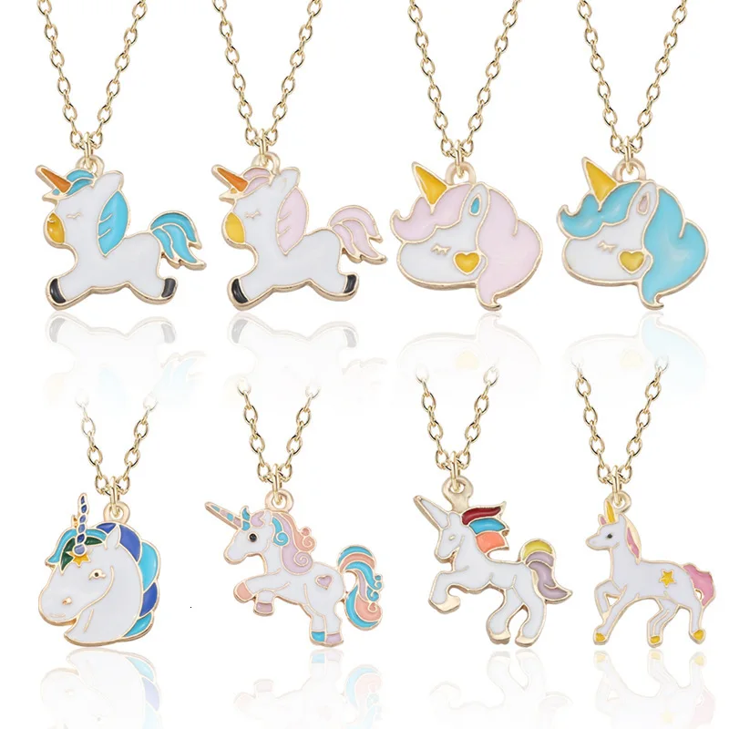 Collar Con Colgante De Unicornio De Dibujos Animados Para Mujeres