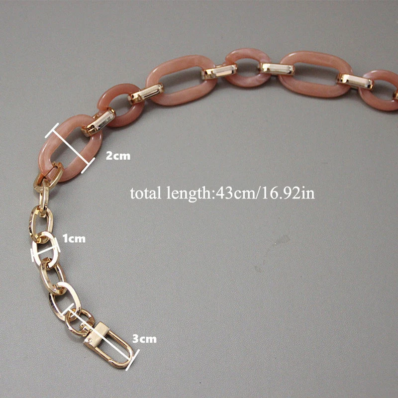 Short Acrylic Resin Chain Bag Strap for Handbags Women Gold Purse Chains for Plastic Bags Accessories Acrylic Plastic Chain 43cm