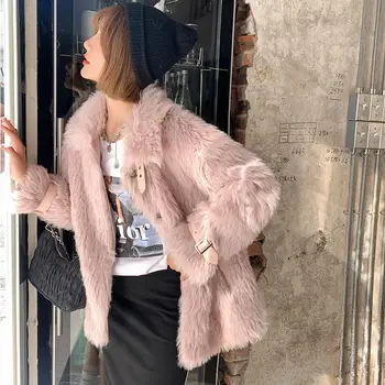 

Women 2020 Autumn Winter Plush Coat Jackets Female Fluffy Teddy Coat Warm Artificial Fleece Clothes Outerwear Manteau Femme B165