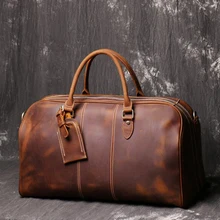 Винтажная Дорожная сумка из натуральной кожи 16 дюймов, Мужская Большая вместительная портативная дорожная сумка для путешествий, сумка для переноски багажа, сумки для путешествий, деловые сумки