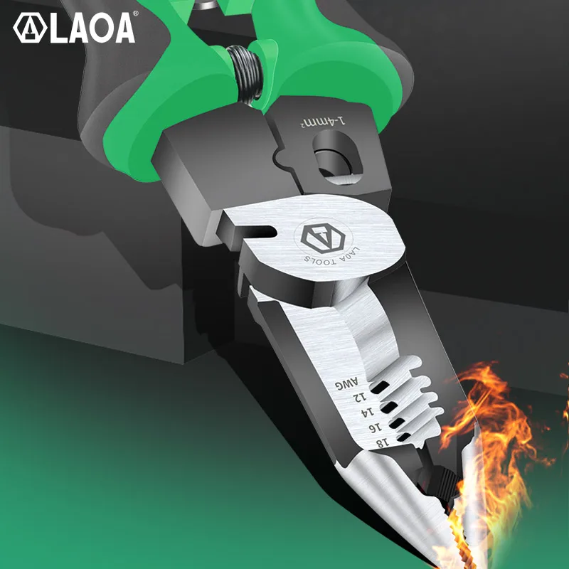 LAOA длинные носовые плоскогубцы Cr V стальной провод зачистки терминал обжимной