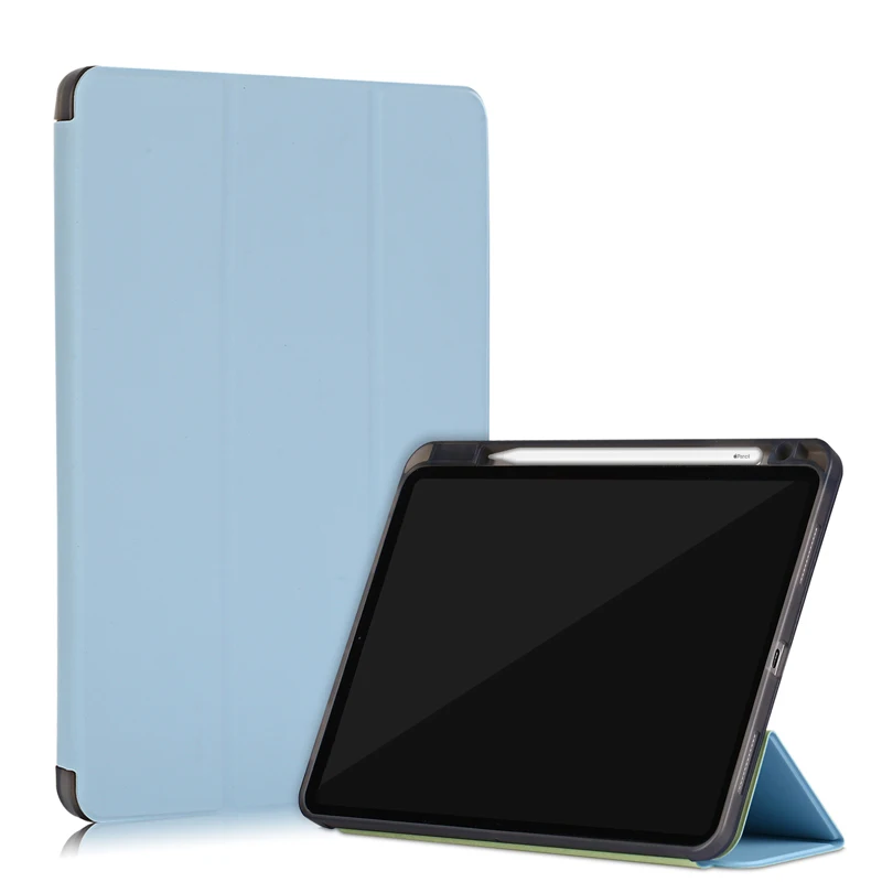 

Solid Color case For iPad pro 11 inch 2020 with Pencil Holder Slim Magnetic Folding Stand Smart PU Leather Soft TPU Cover