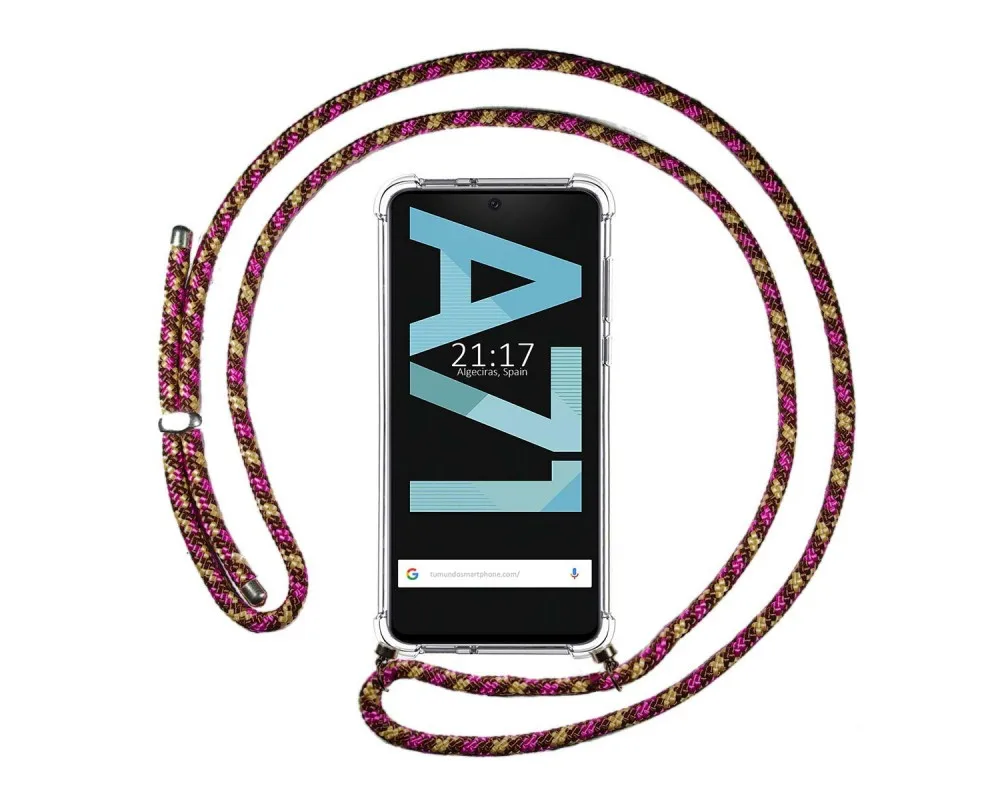 Clear pendant case for Samsung Galaxy A71 with pink/gold Cordon | Мобильные телефоны и аксессуары