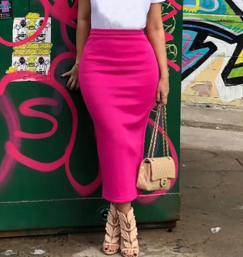 Falda de tubo fucsia para mujer, faldas informales de media pantorrilla, falda elegante con abertura trasera para mujer, m-xxl, púrpura, negro, Oficina Sexy, otoño _ - AliExpress Mobile