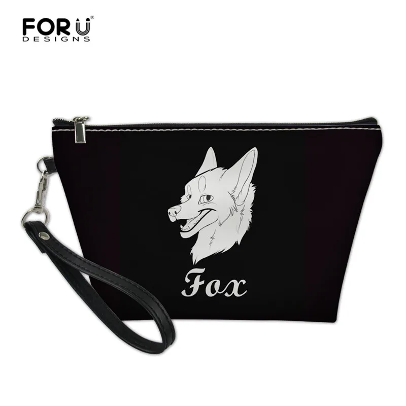 L5139Z8 FORUDESIGNS Floral Fox Print Women Makeup Bag PU Leather Small Cosmetic Case Zipper Travel Kit Organizer Pouch for Girls - Цвет: L5139Z8