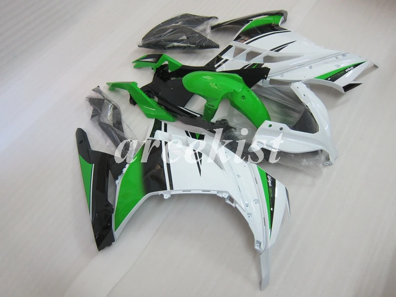 4 подарки ABS Полный обтекатели наборы Подходит для Kawasaki Ninja 300 EX300 300R 2013 Кузов Набор зеленый белый