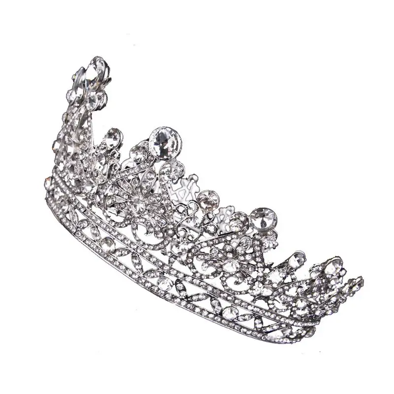 Tiara Crown Crystal Tiara For Women Bridal Crown Wedding Birthday Prom - Окраска металла: Silver