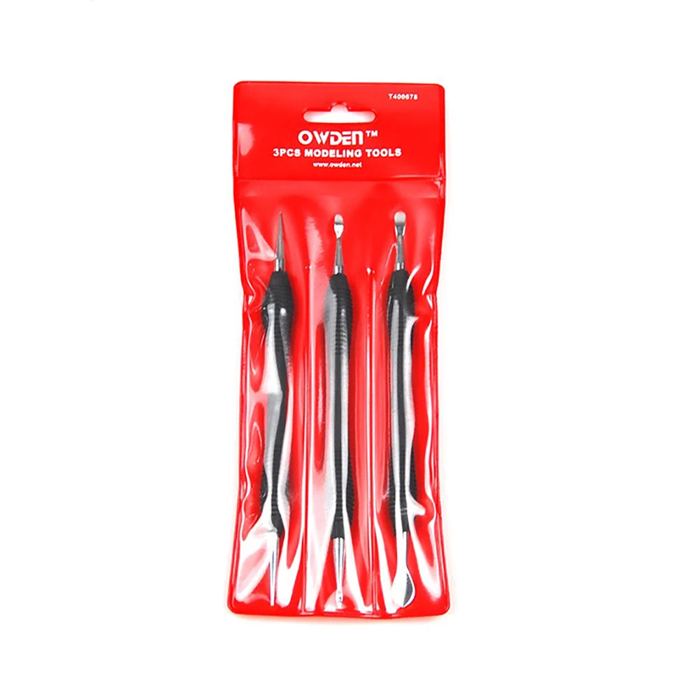 OWDEN 3Pcs Leather Modeling Carving Tools Set Modeling Point Stylus Spoon Leather Embossing Tool Kit leather tool,carving tool