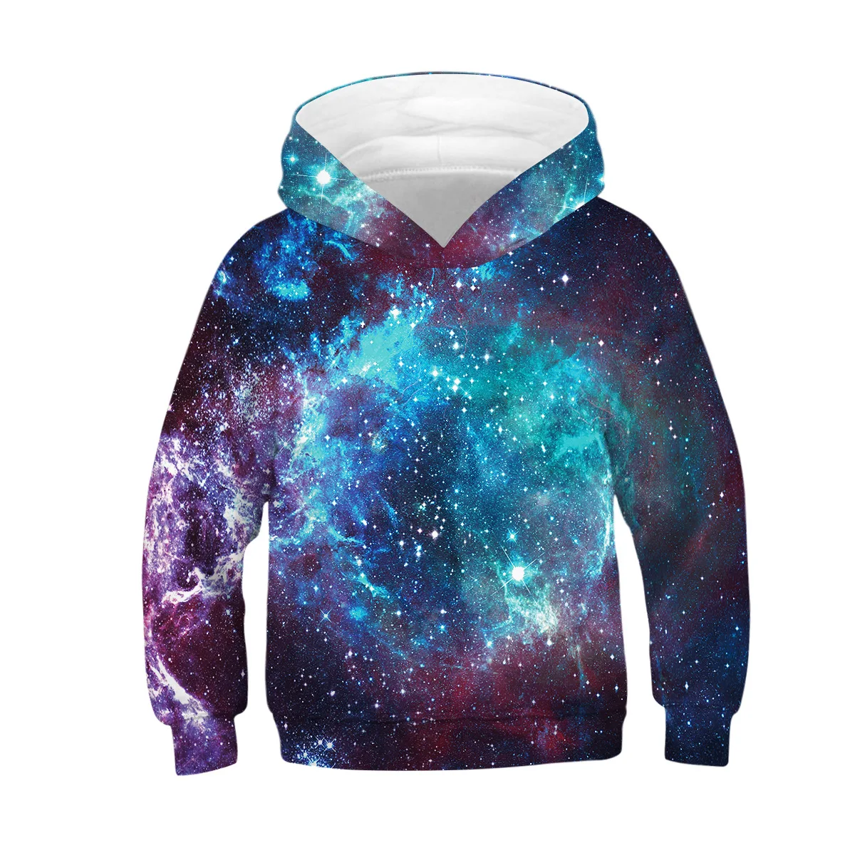 Худи для мальчиков и девочек с объемным изображением звездного неба и Вселенной туманности; осенний свитер с капюшоном; пальто для мальчиков; детская одежда; пуловер с длинными рукавами; топы - Цвет: TZ1-Blue