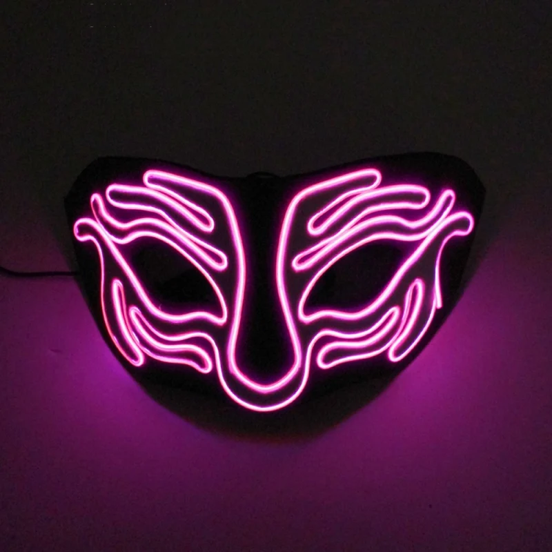 

EL Wire Light Up Mask Upper Half Face Covered Halloween Festival Cosplay Costume Accessories